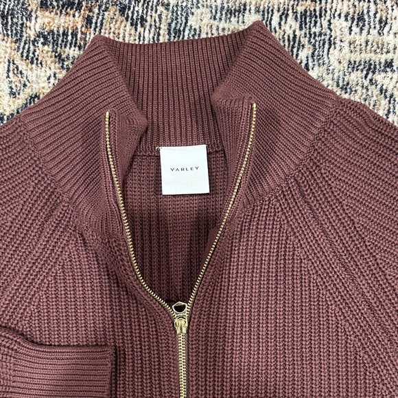 Varley Tessa Knit Zip-Up Jacket Sweater in Rich Brown - Picture 2 of 6